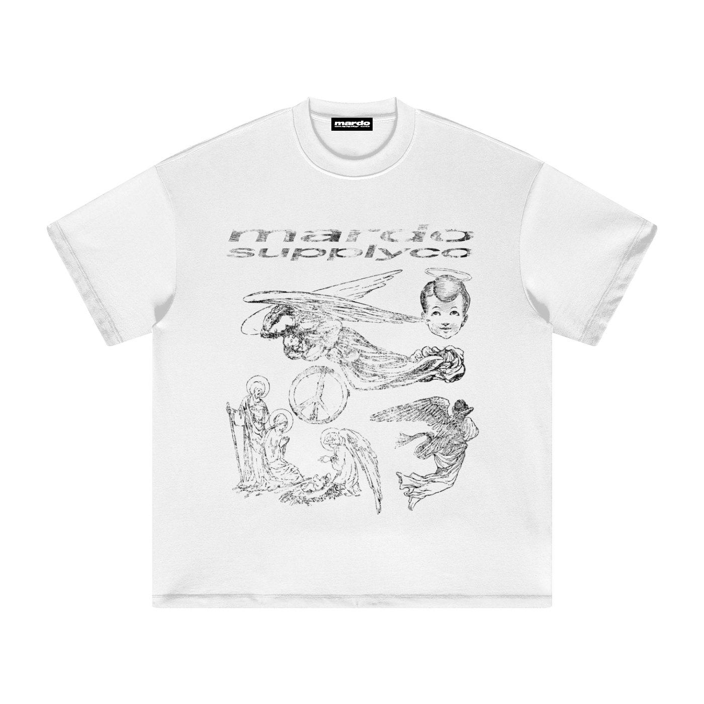 Heavyweight Graphic T Shirt, Angel Sketch Print, Mardo Tee – Mardo