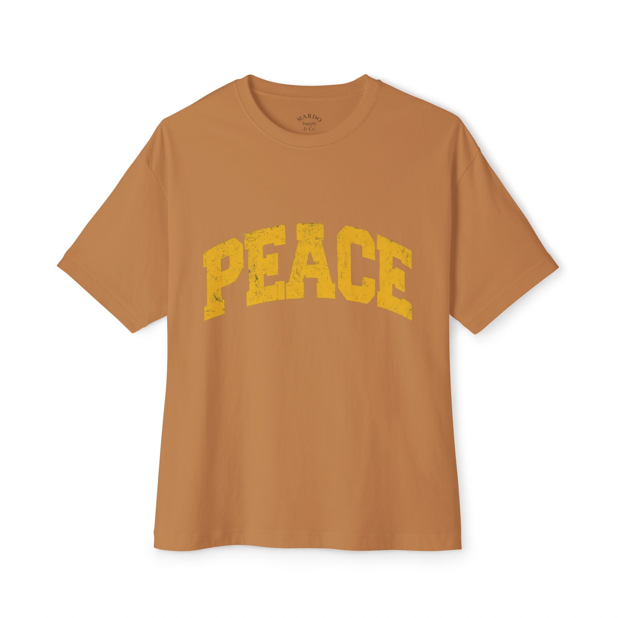 Peace Graphic Tee — Retro Collegiate Oversized Boxy Shirt
