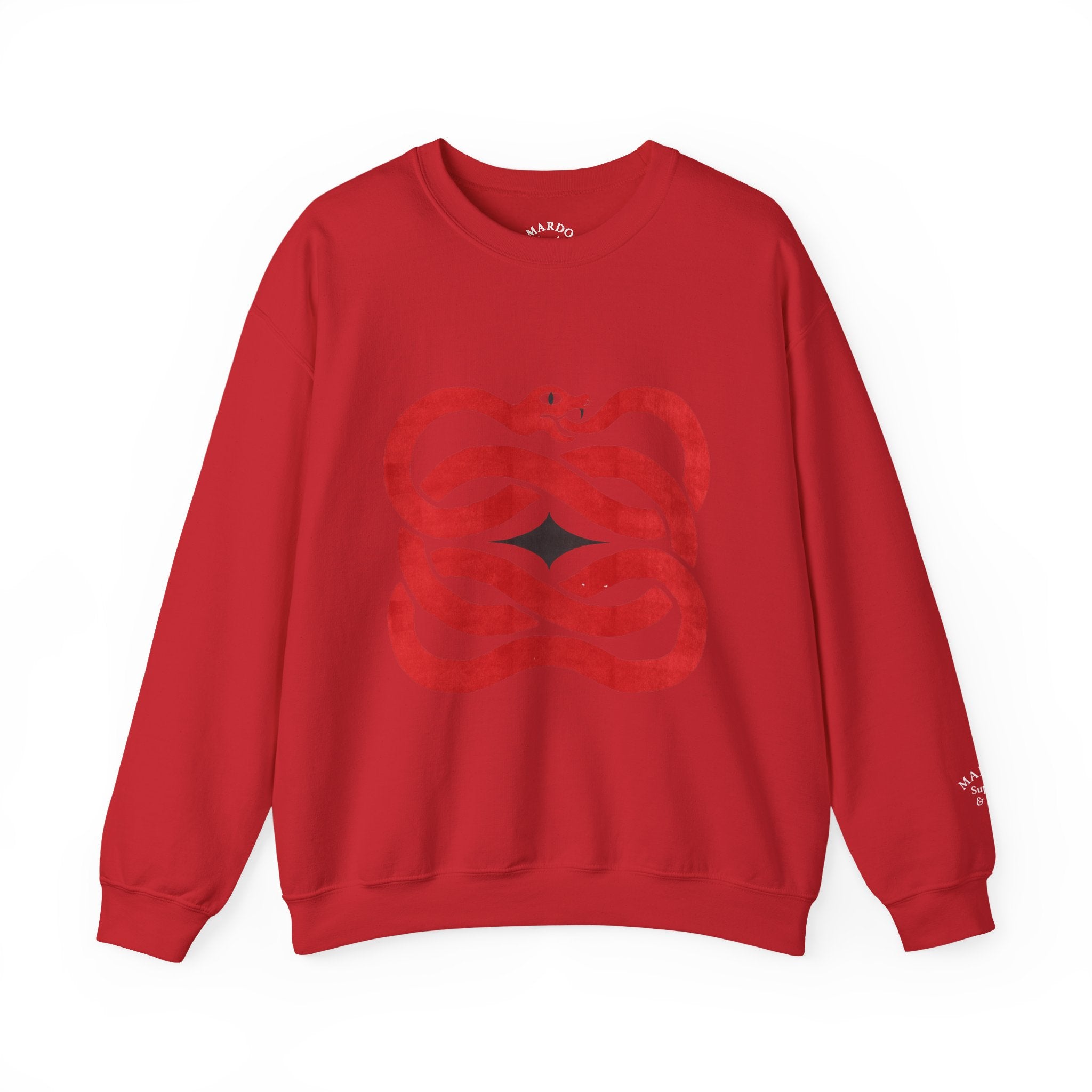 Crewneck Sweatshirt — Red Serpent Knot Graphic