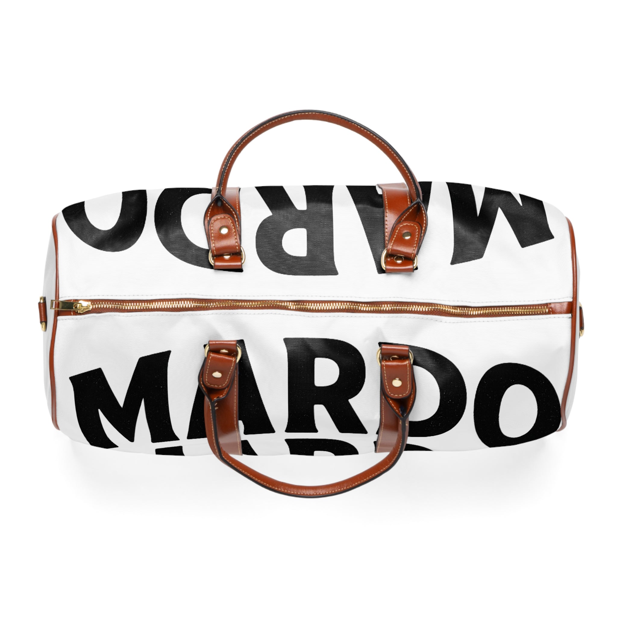 Bold 'MARDO' Waterproof Travel Duffel Bag — Monochrome Graphic Weekender