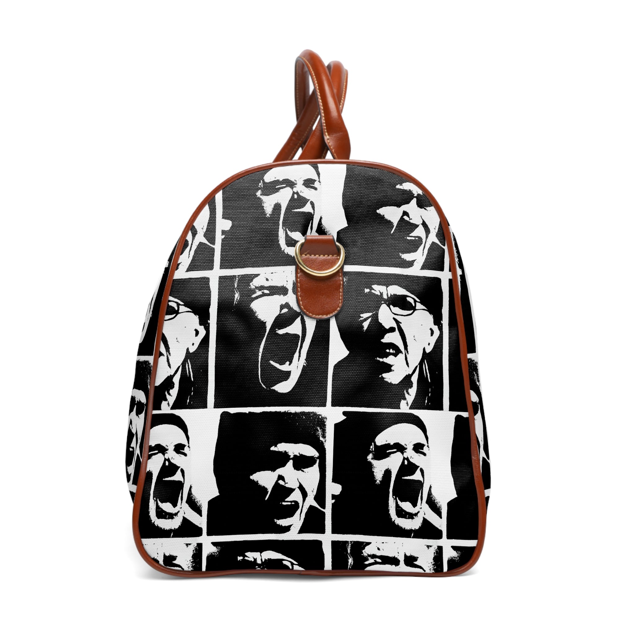 Waterproof Travel Bag — Black & White Photo Grid Duffle