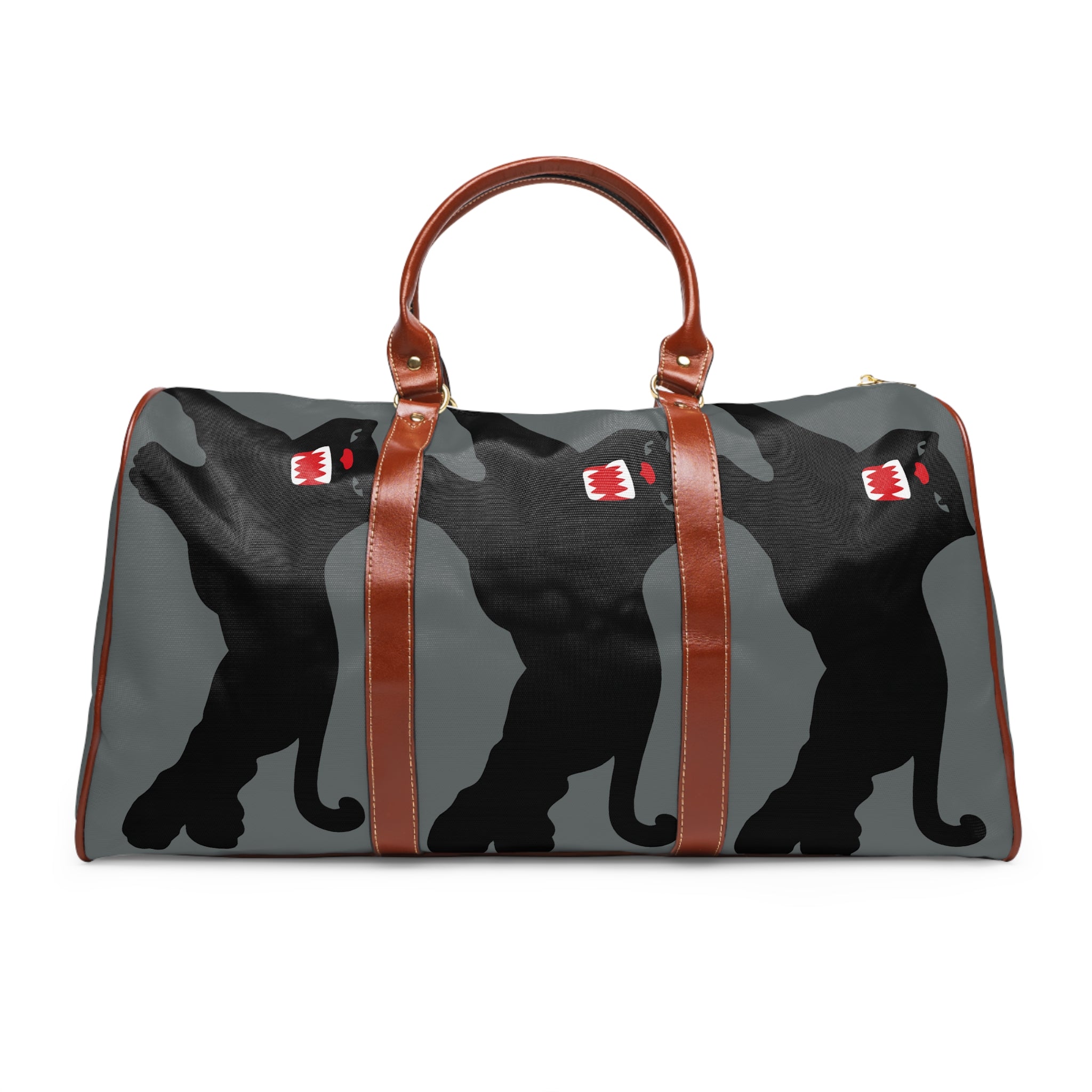 Waterproof Travel Bag - Black Panther Cat Print Weekender Duffle