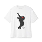 Boxy Tee — Playful Black Cat Silhouette Graphic