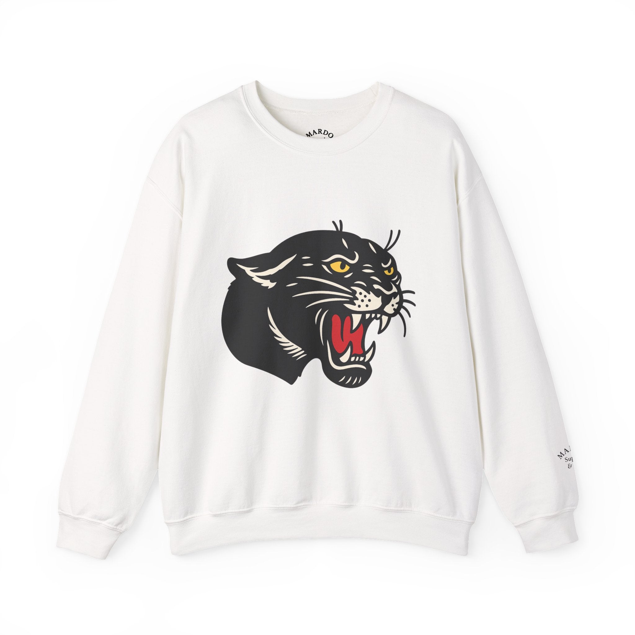 Panther Graphic Crewneck Sweatshirt — Vintage Roaring Cat Design
