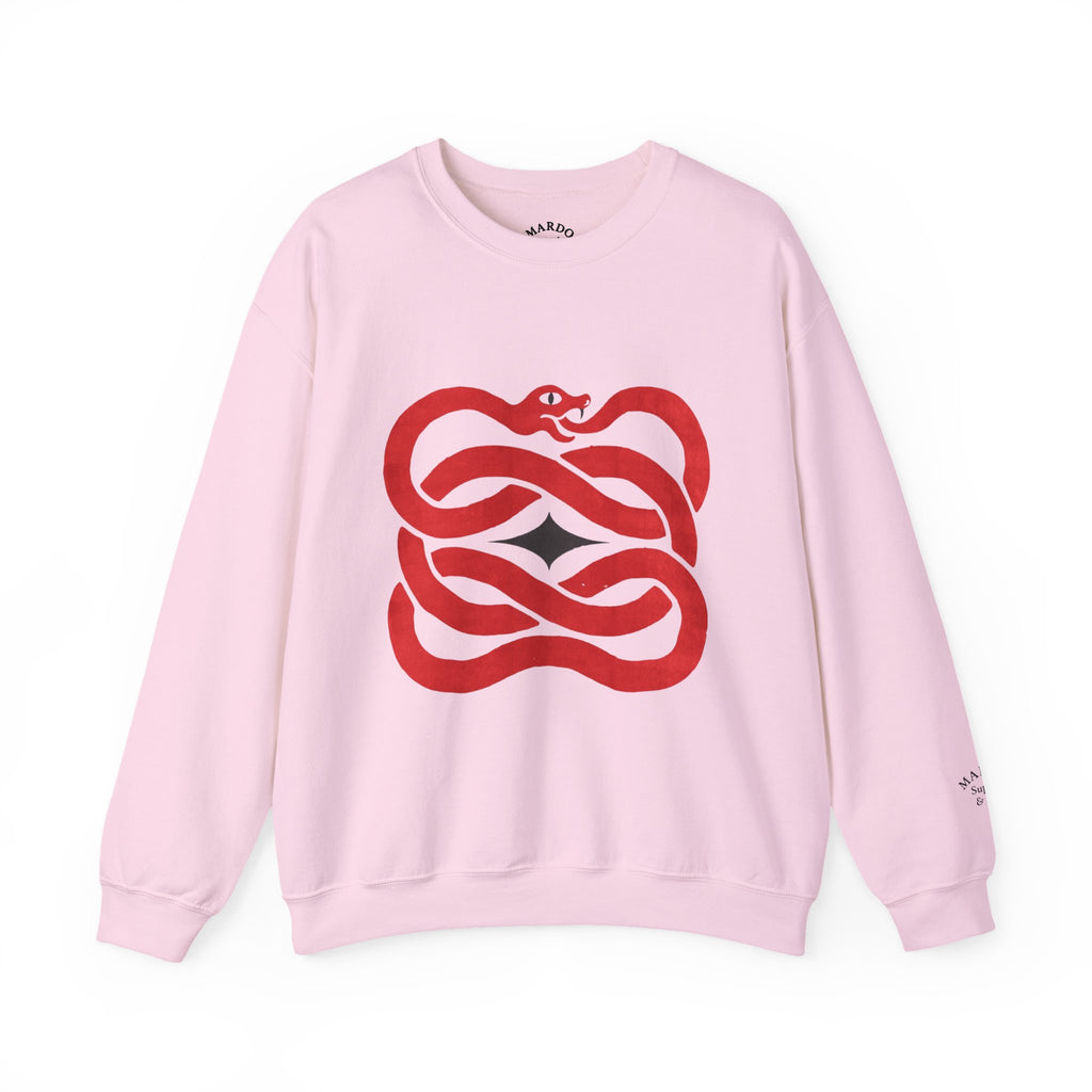 Crewneck Sweatshirt — Red Serpent Knot Graphic