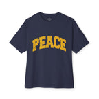Peace Graphic Tee — Retro Collegiate Oversized Boxy Shirt