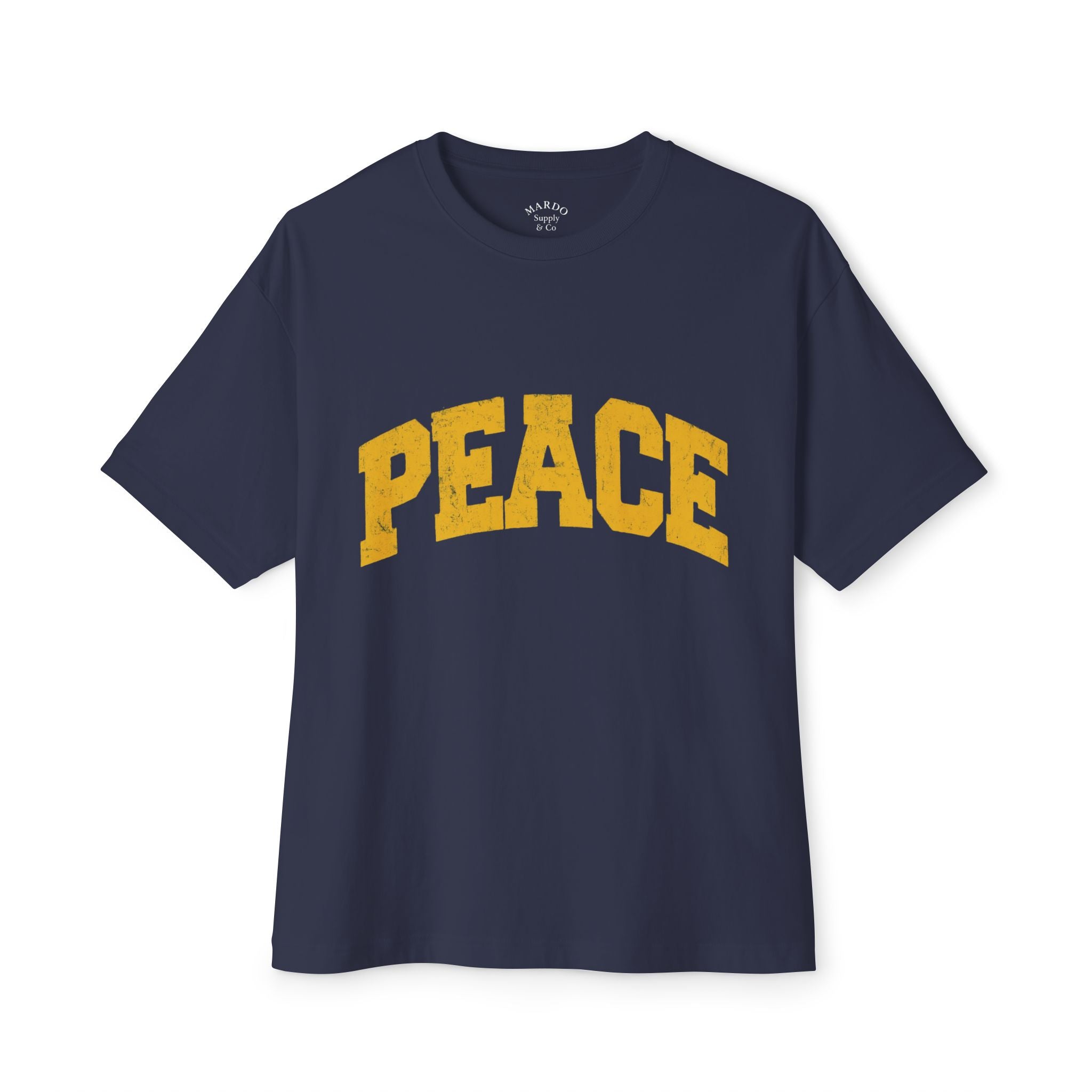Peace Graphic Tee — Retro Collegiate Oversized Boxy Shirt