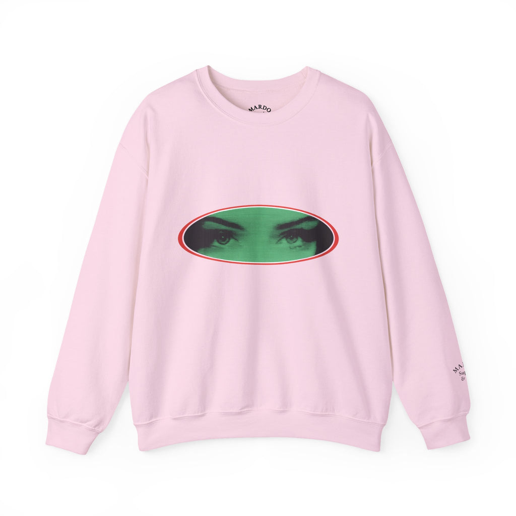 Crewneck Sweatshirt with Green Peeking Eyes Graphic