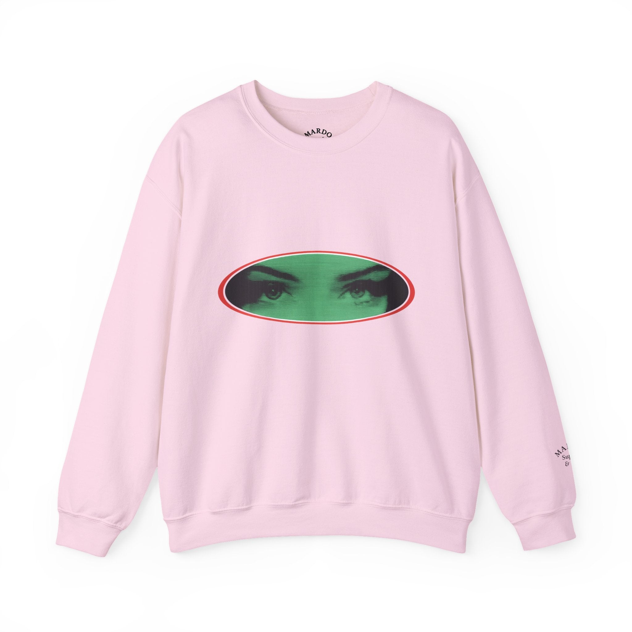 Crewneck Sweatshirt with Green Peeking Eyes Graphic
