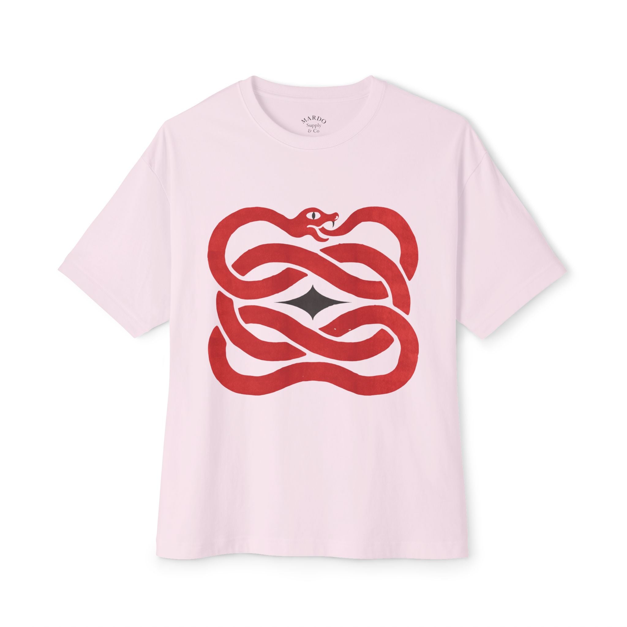 Snake Loop Graphic Tee — Red Serpent Minimalist Shirt