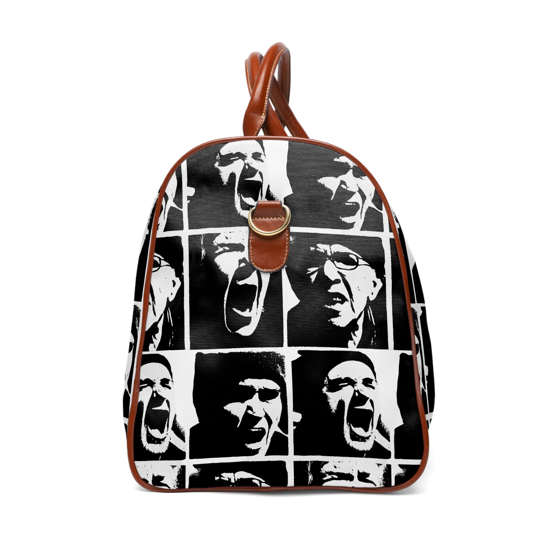 Waterproof Travel Bag — Black & White Photo Grid Duffle