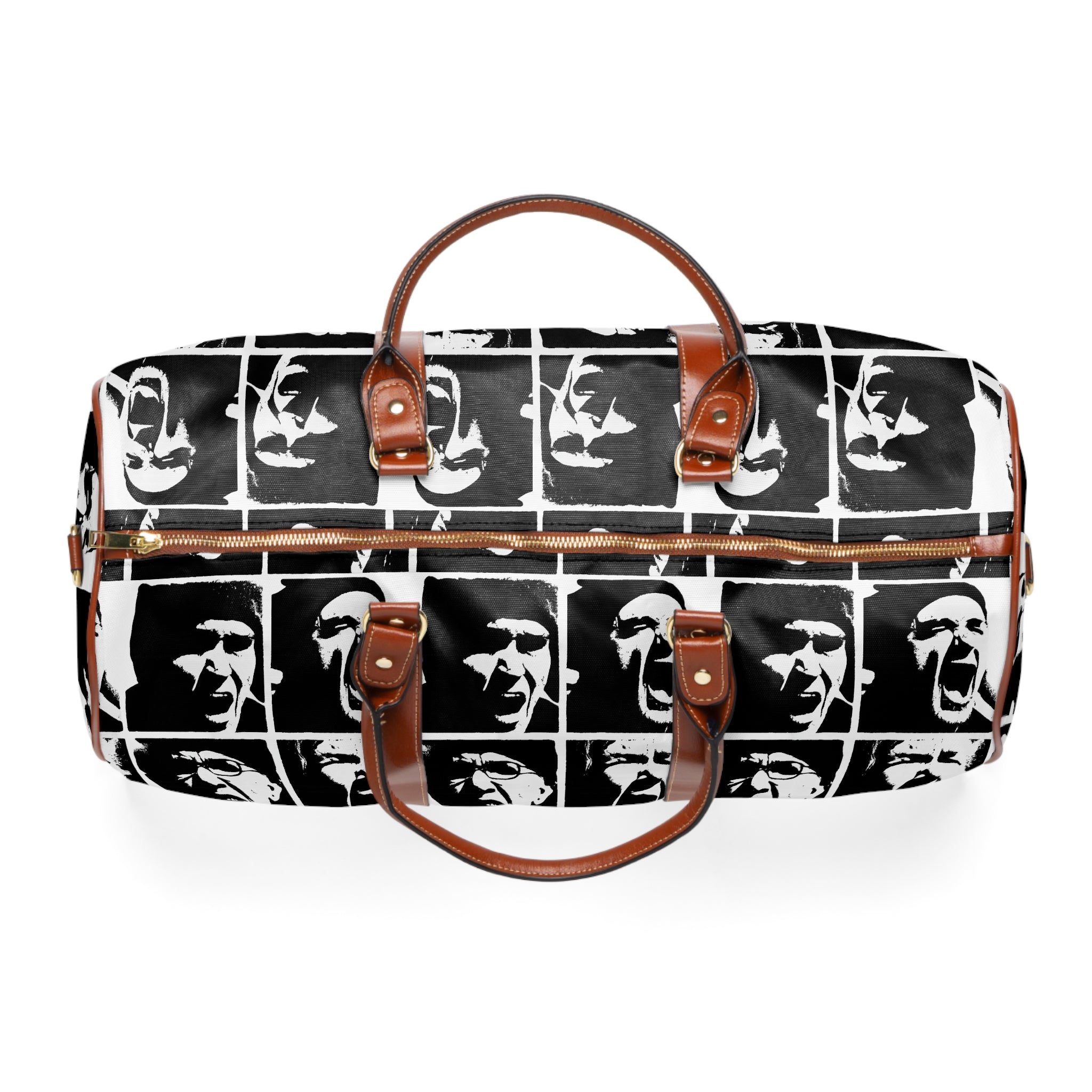 Waterproof Travel Bag — Black & White Photo Grid Duffle
