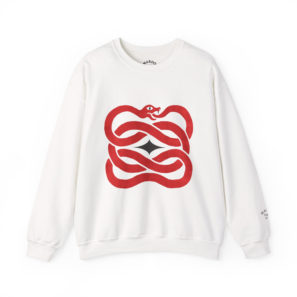 Crewneck Sweatshirt — Red Serpent Knot Graphic