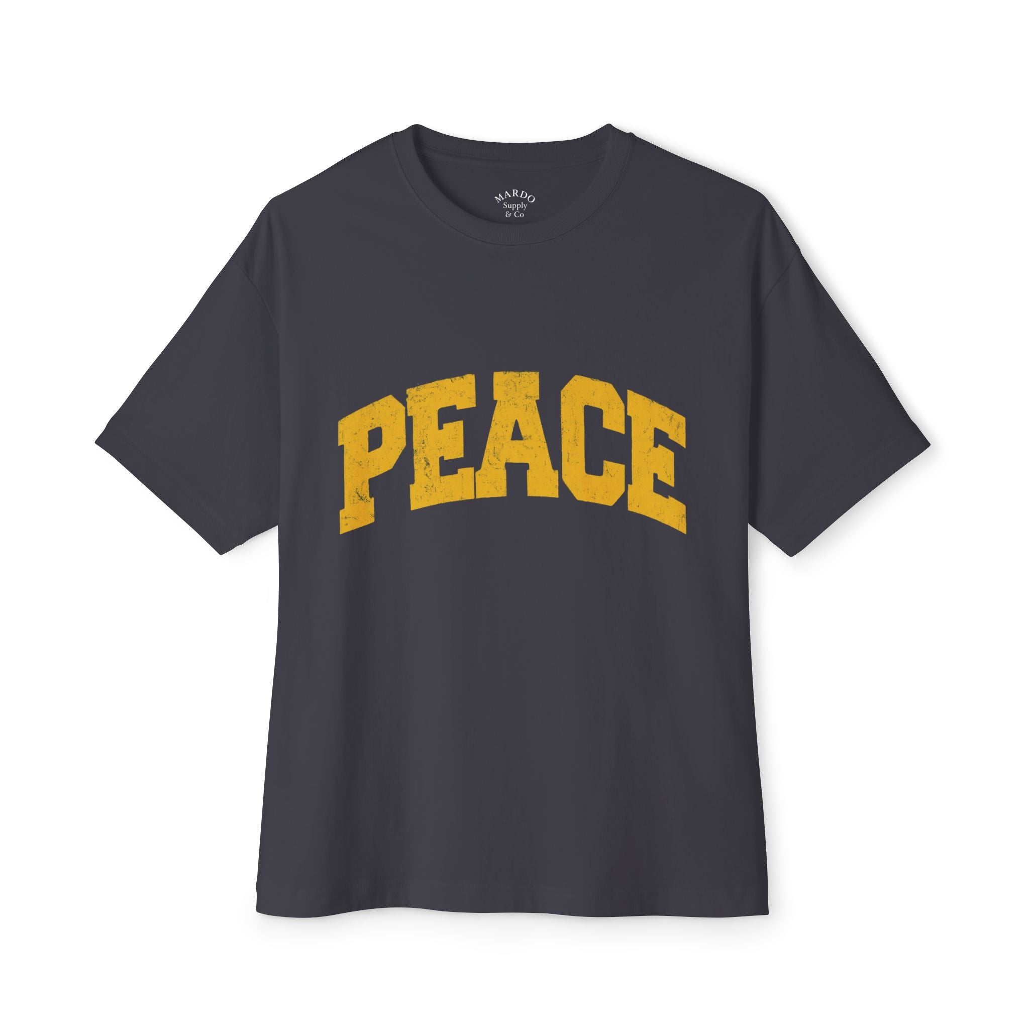 Peace Graphic Tee — Retro Collegiate Oversized Boxy Shirt