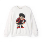 Crewneck Sweatshirt featuring Cartoon Mischief Boy in Red-Black Stripes