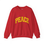 Peace Crewneck Sweatshirt — Cozy White Pullover with Gold 'PEACE' Graphic