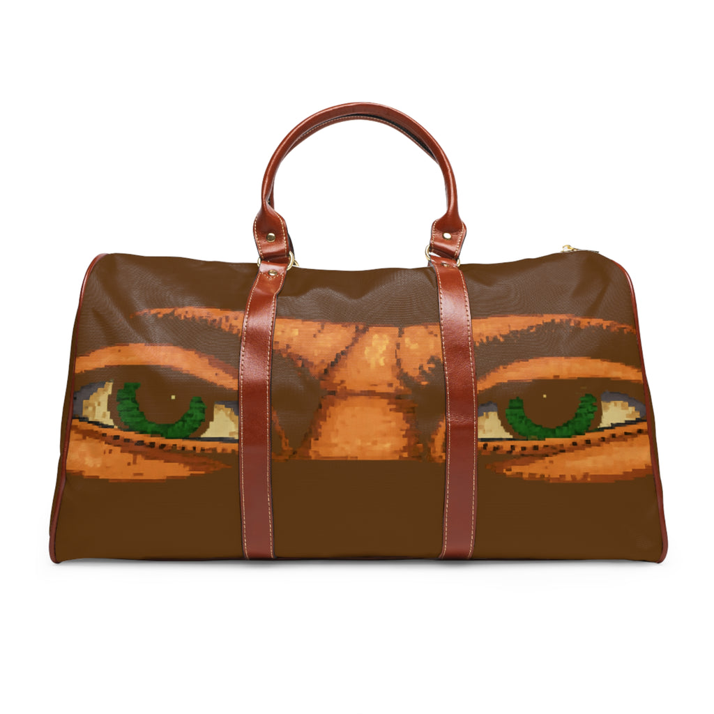 Travel Duffle Bag — Bold Green-Eyed Face Waterproof Weekender
