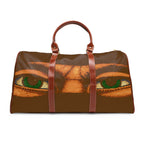 Travel Duffle Bag — Bold Green-Eyed Face Waterproof Weekender