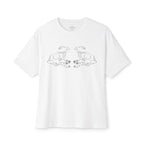 Cat Reflection Graphic Tee — Minimal Line Art Oversized T-Shirt