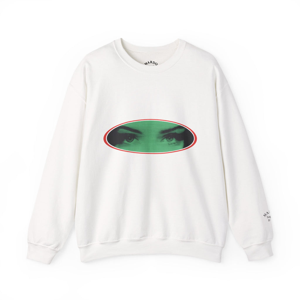 Crewneck Sweatshirt with Green Peeking Eyes Graphic