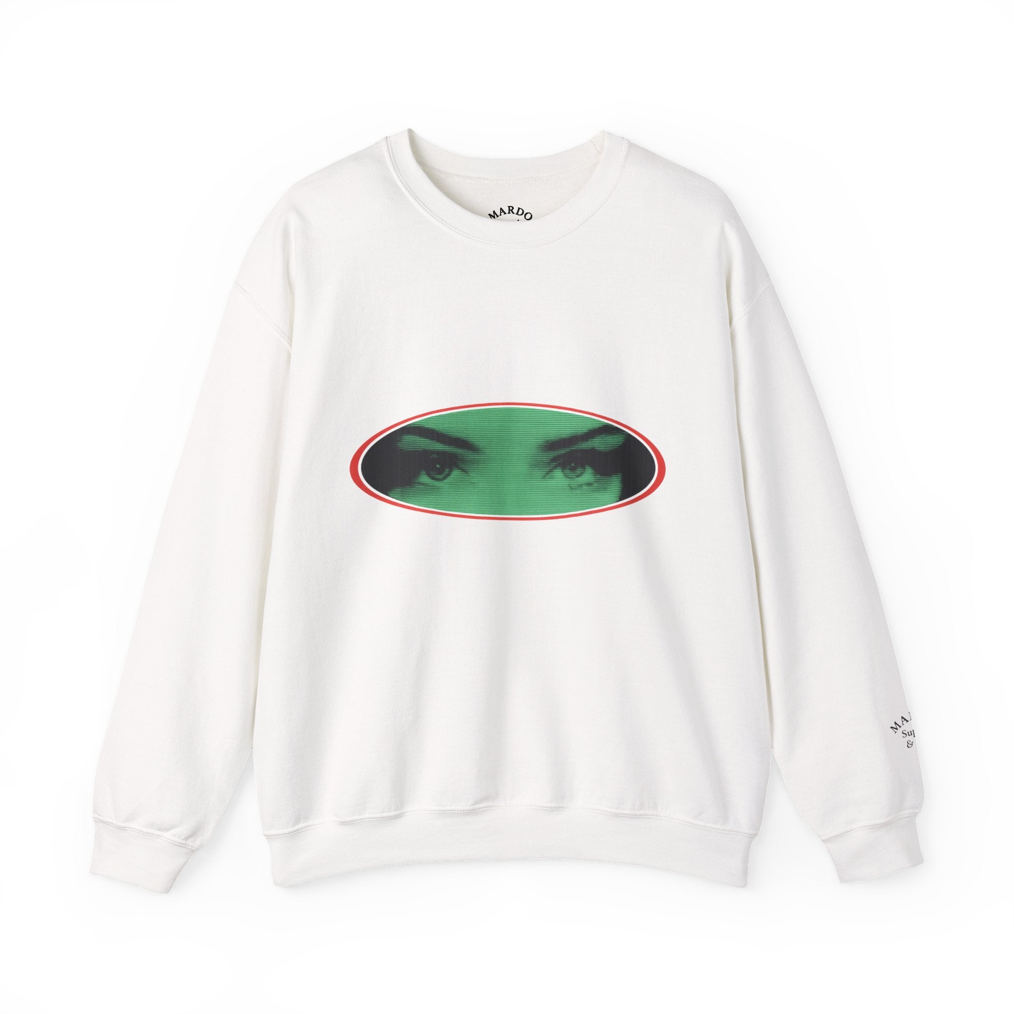 Crewneck Sweatshirt with Green Peeking Eyes Graphic
