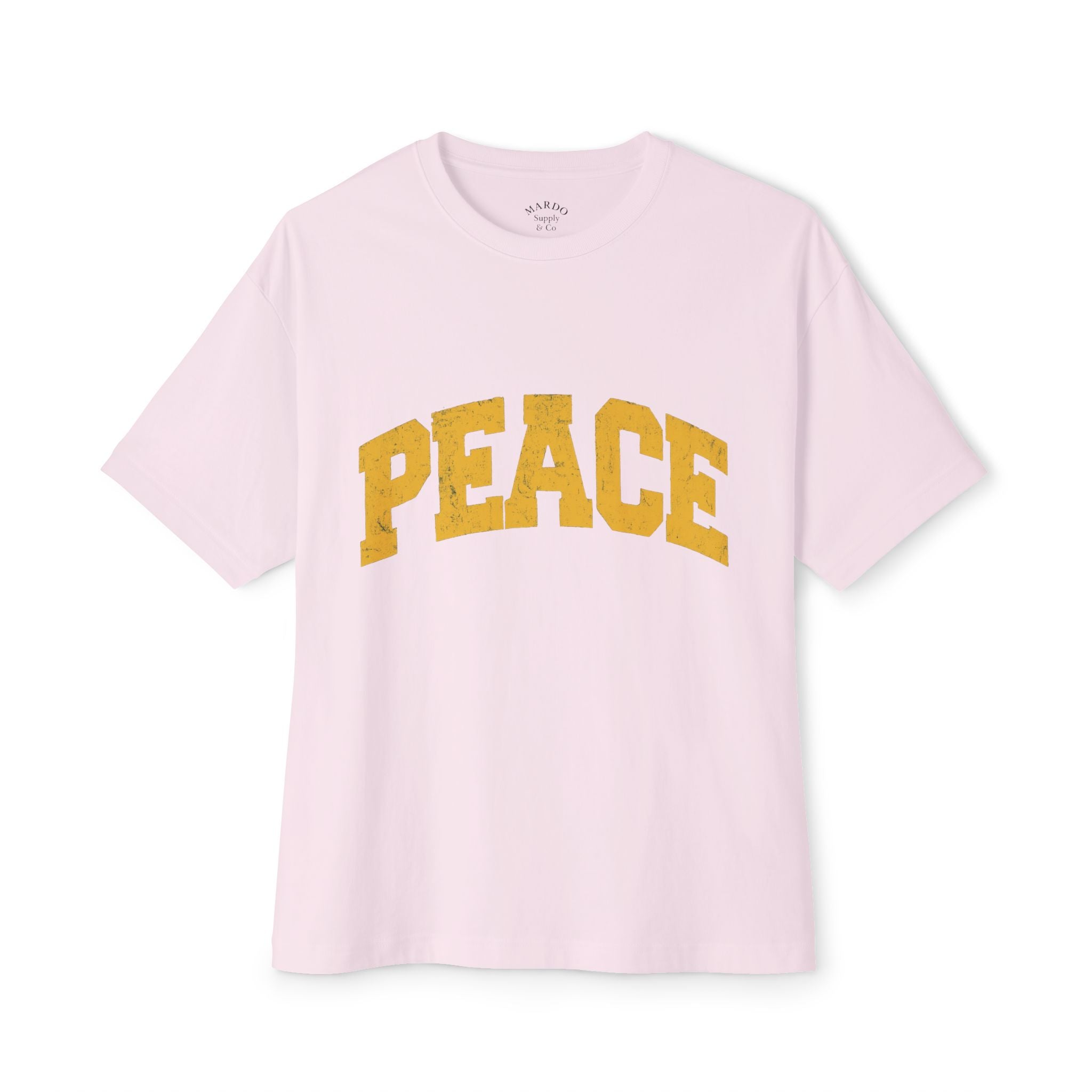 Peace Graphic Tee — Retro Collegiate Oversized Boxy Shirt