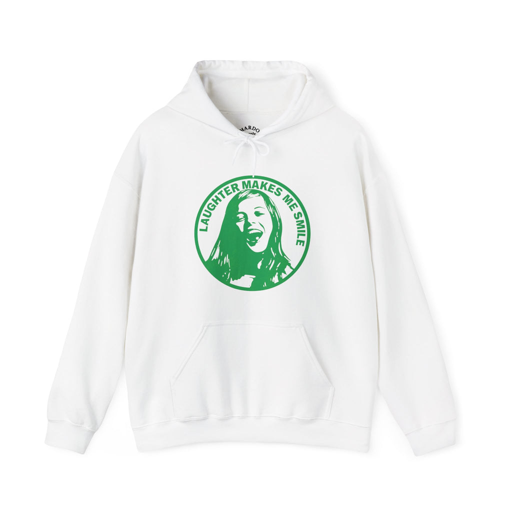 Hoodie — "Laughter Makes Me Smile" Green Circle Portrait Pullover