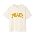 Peace Graphic Tee — Retro Collegiate Oversized Boxy Shirt
