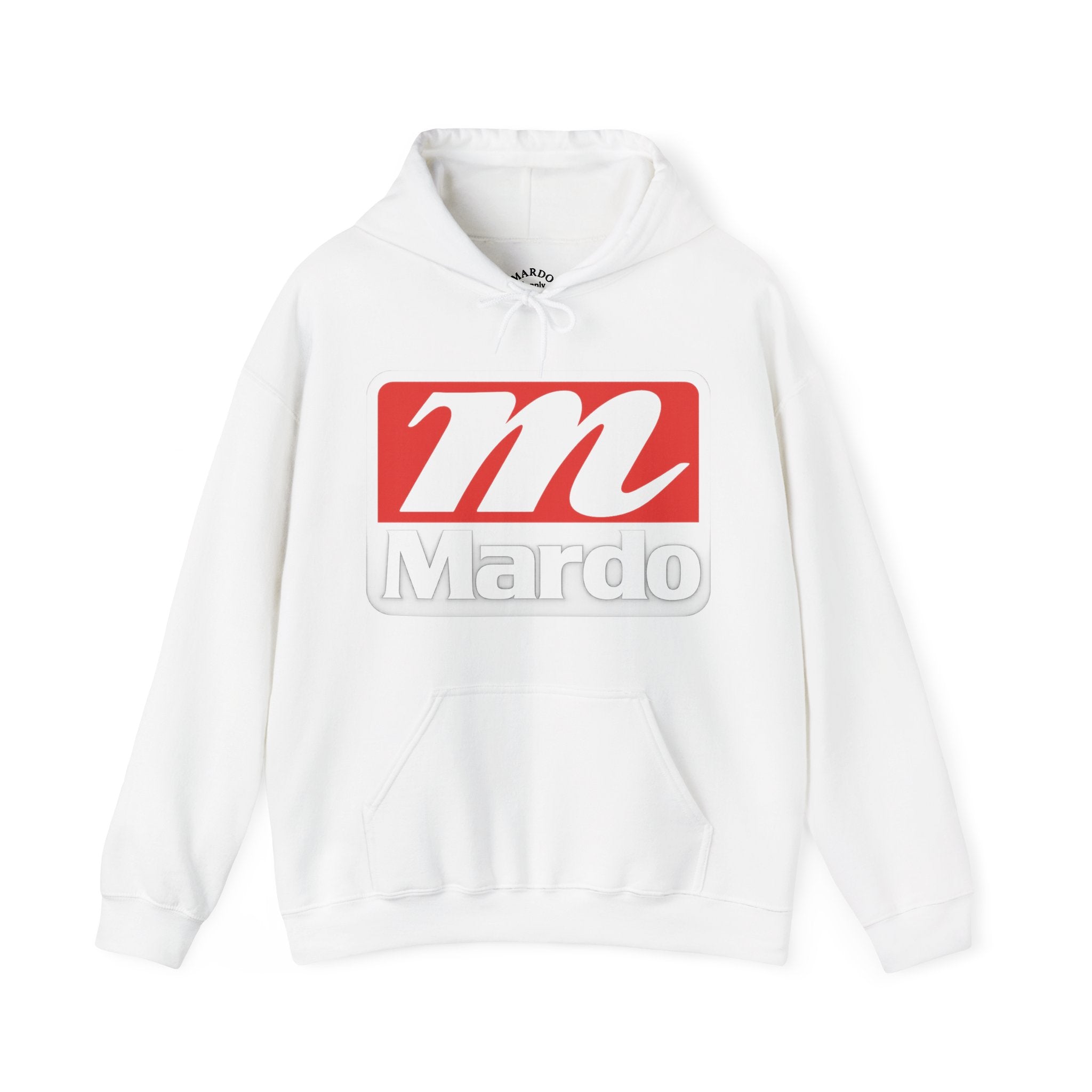 Mardo Logo Hoodie — Bold Red 'M' Graphic Pullover