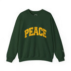 Peace Crewneck Sweatshirt — Cozy White Pullover with Gold 'PEACE' Graphic