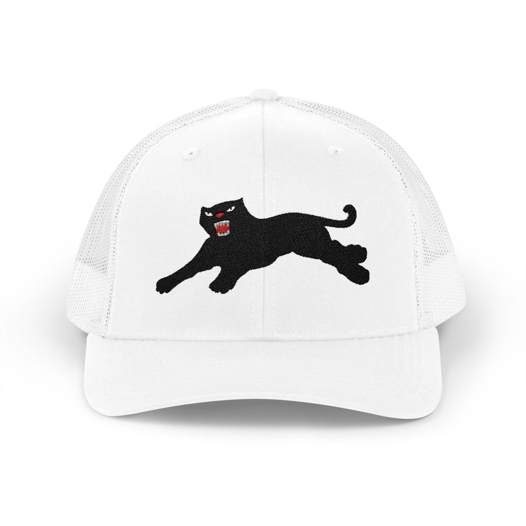 Panther Embroidered Snapback Trucker Cap — Vintage Black Cat Patch Hat