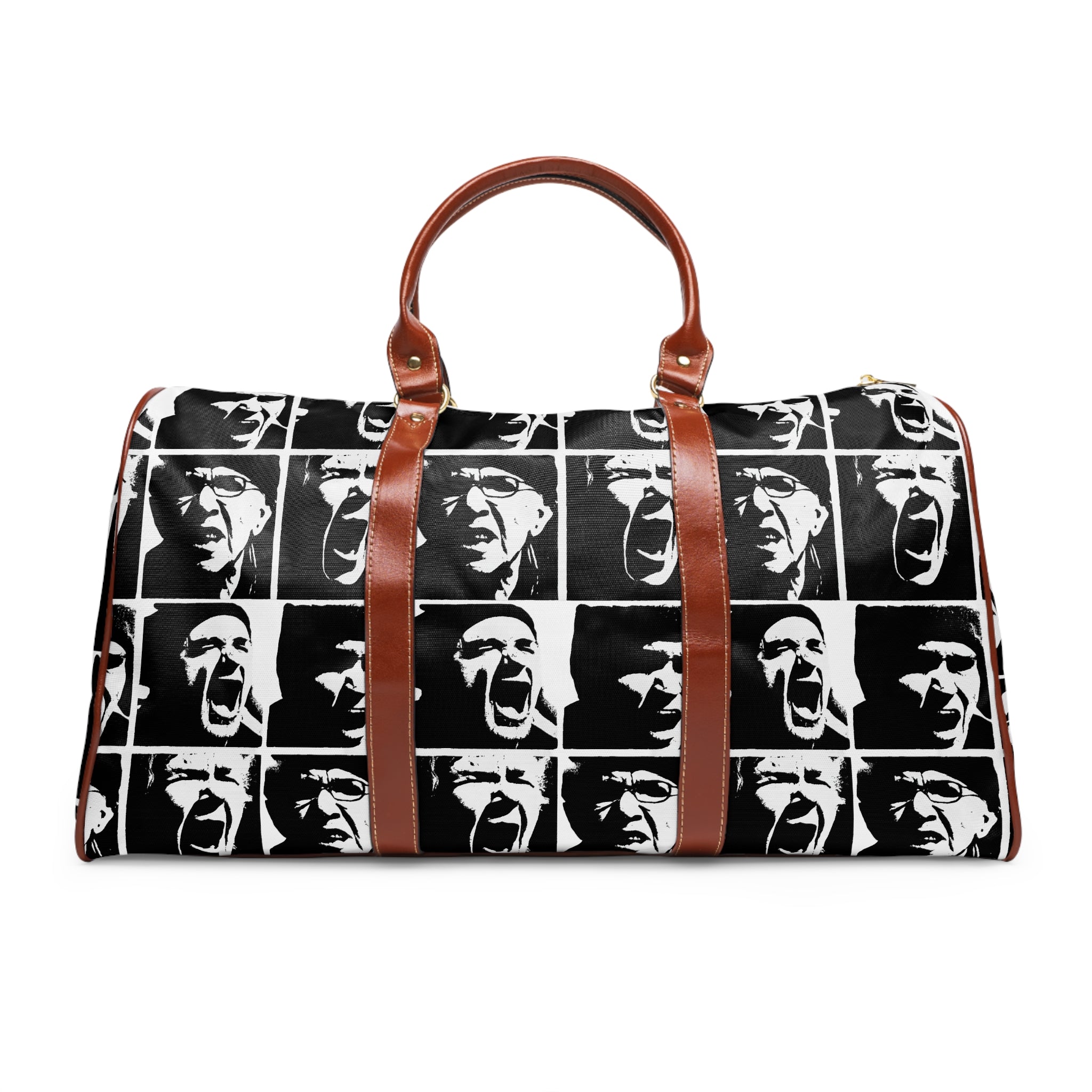 Waterproof Travel Bag — Black & White Photo Grid Duffle