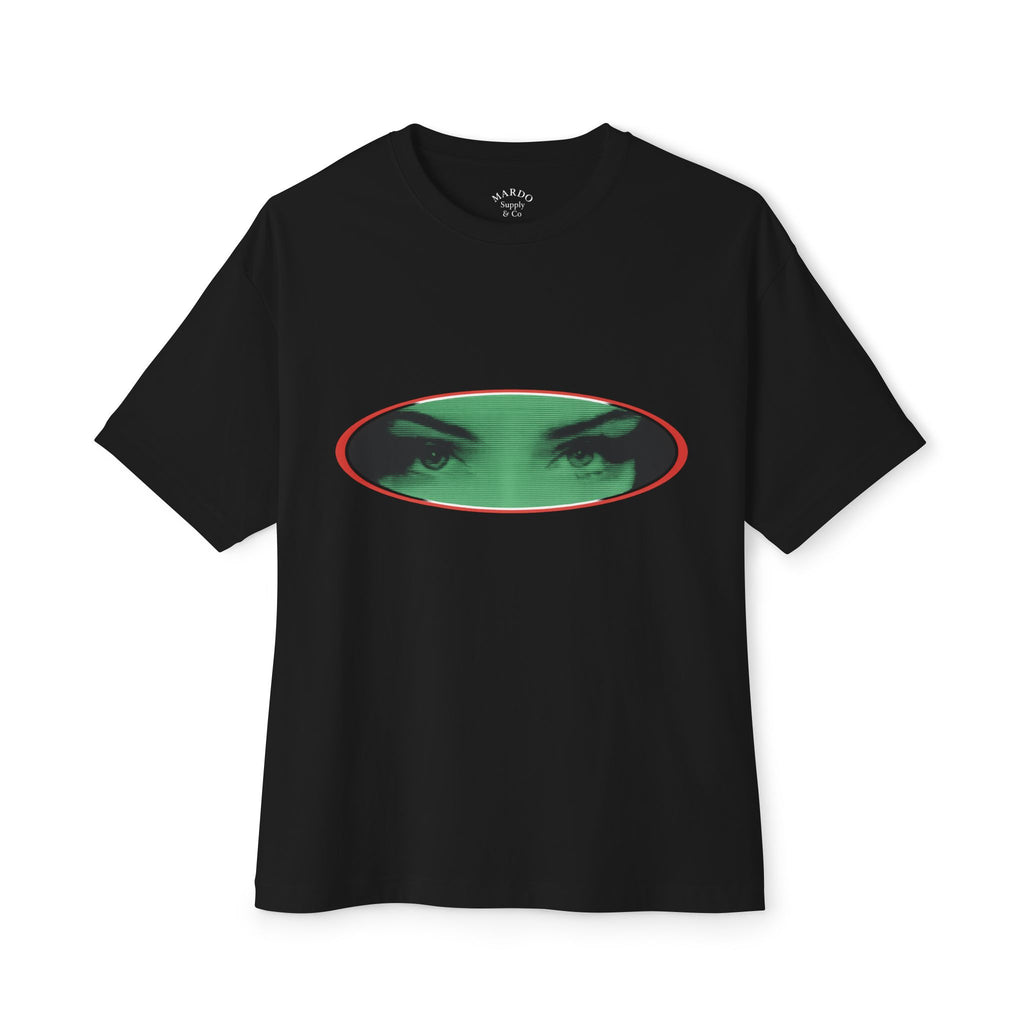 Eye Window Graphic Tee — Retro Green Gaze Oversized Boxy T‑Shirt