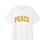 Peace Graphic Tee — Retro Collegiate Oversized Boxy Shirt