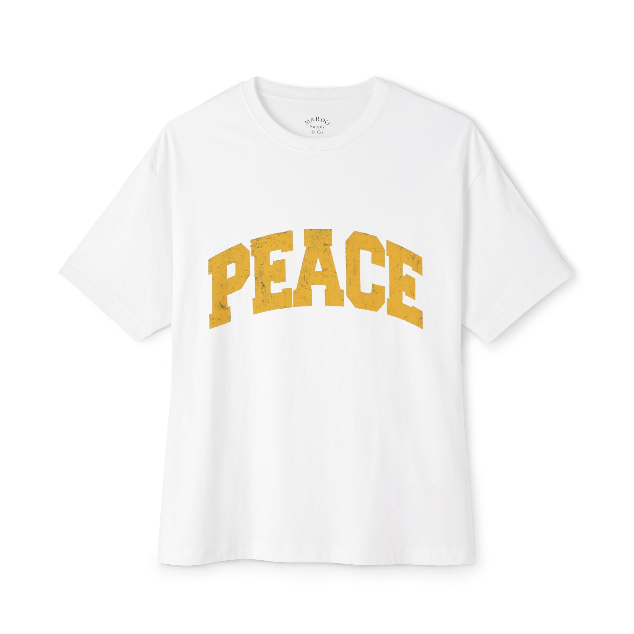 Peace Graphic Tee — Retro Collegiate Oversized Boxy Shirt