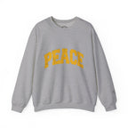 Peace Crewneck Sweatshirt — Cozy White Pullover with Gold 'PEACE' Graphic
