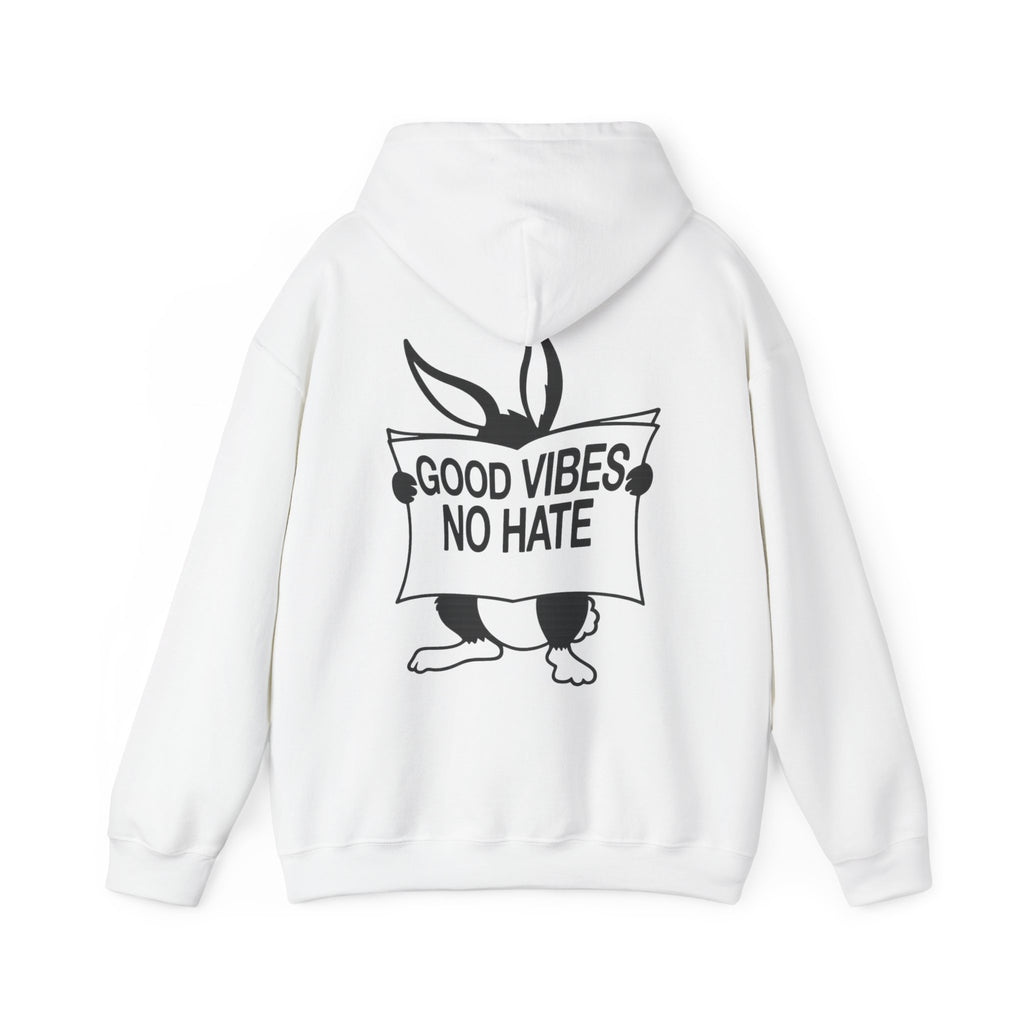 Hoodie — Good Vibes No Hate Bunny Graphic Hoodie