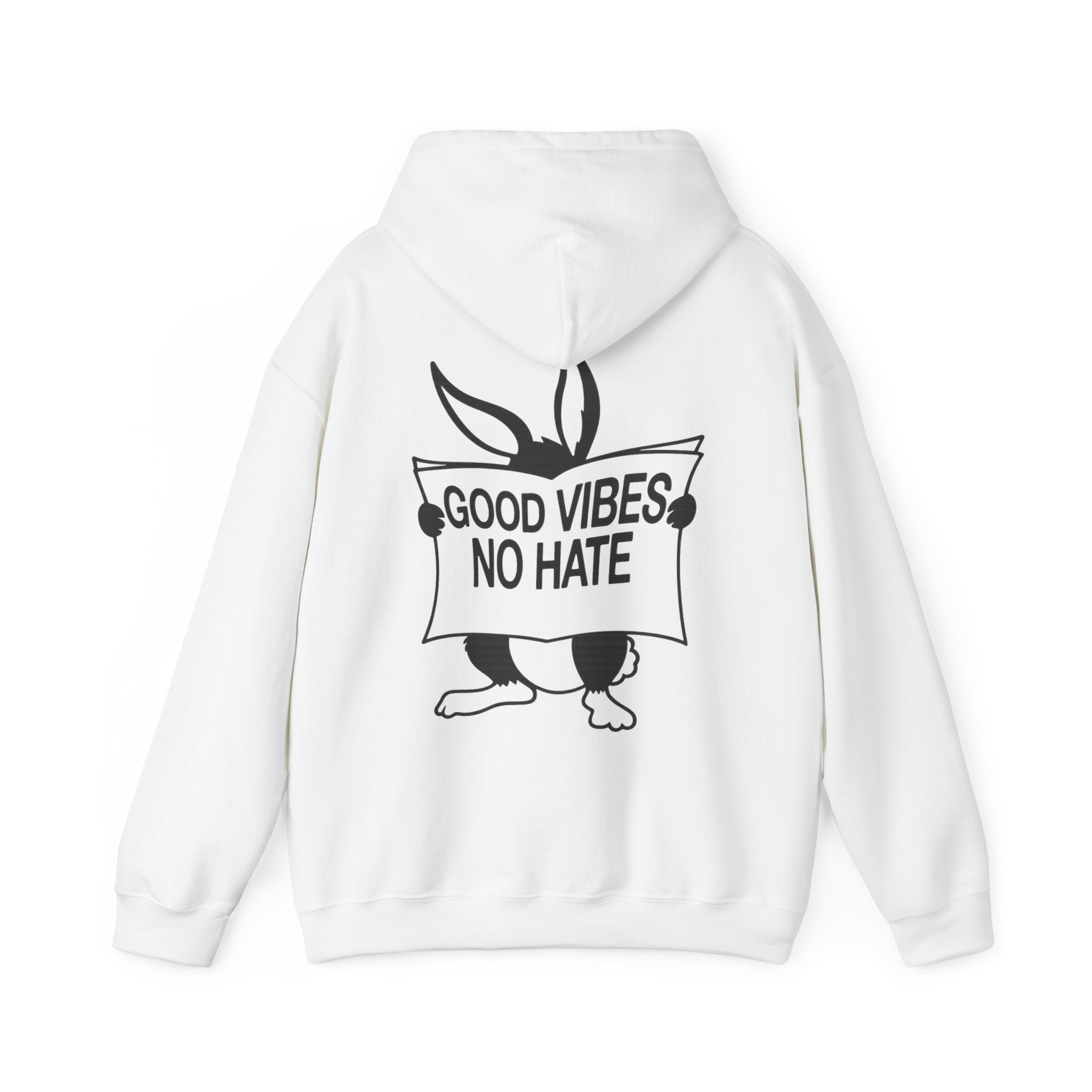 Hoodie — Good Vibes No Hate Bunny Graphic Hoodie