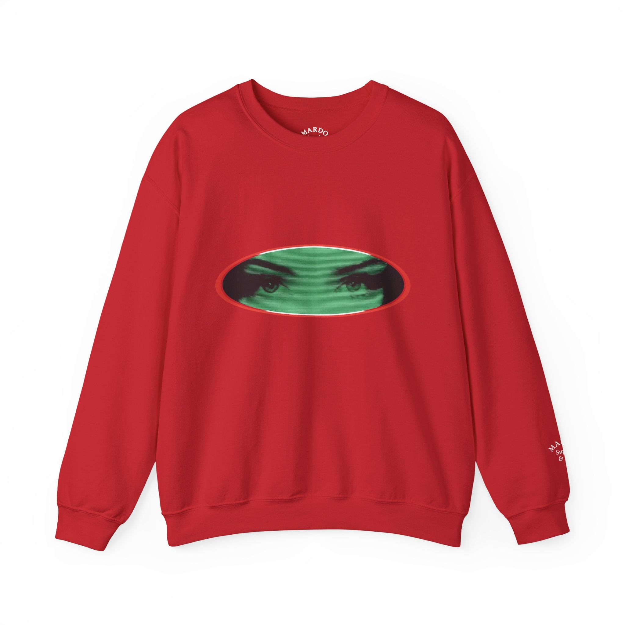 Crewneck Sweatshirt with Green Peeking Eyes Graphic