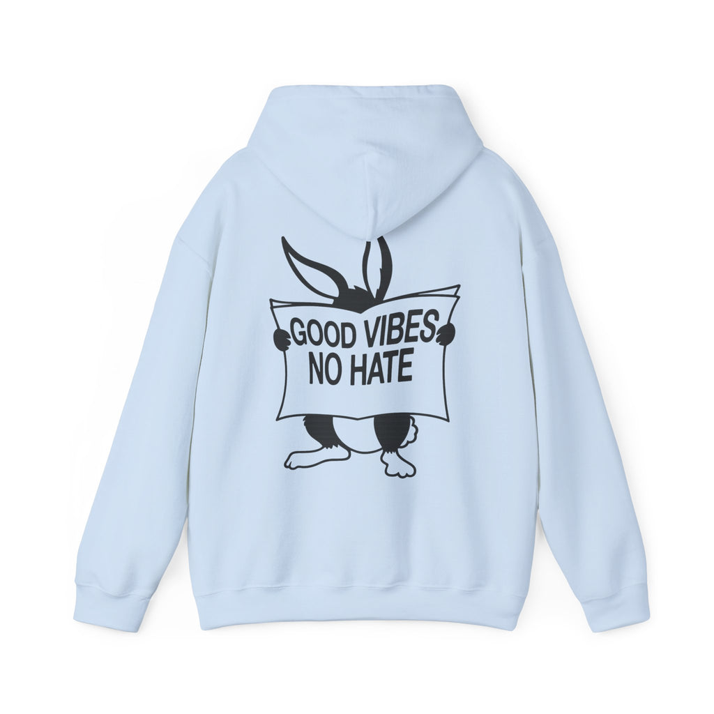 Hoodie — Good Vibes No Hate Bunny Graphic Hoodie
