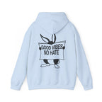 Hoodie — Good Vibes No Hate Bunny Graphic Hoodie