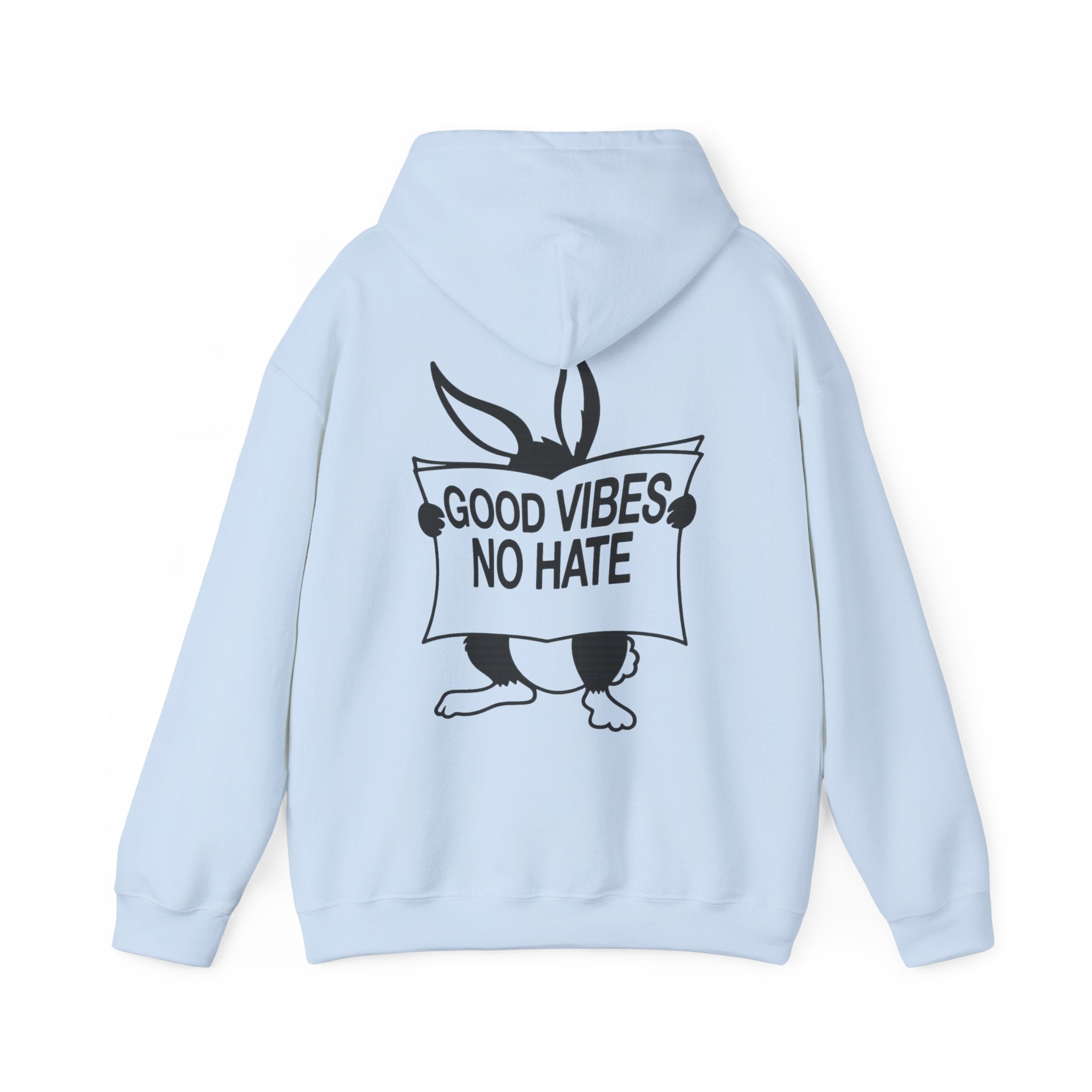 Hoodie — Good Vibes No Hate Bunny Graphic Hoodie