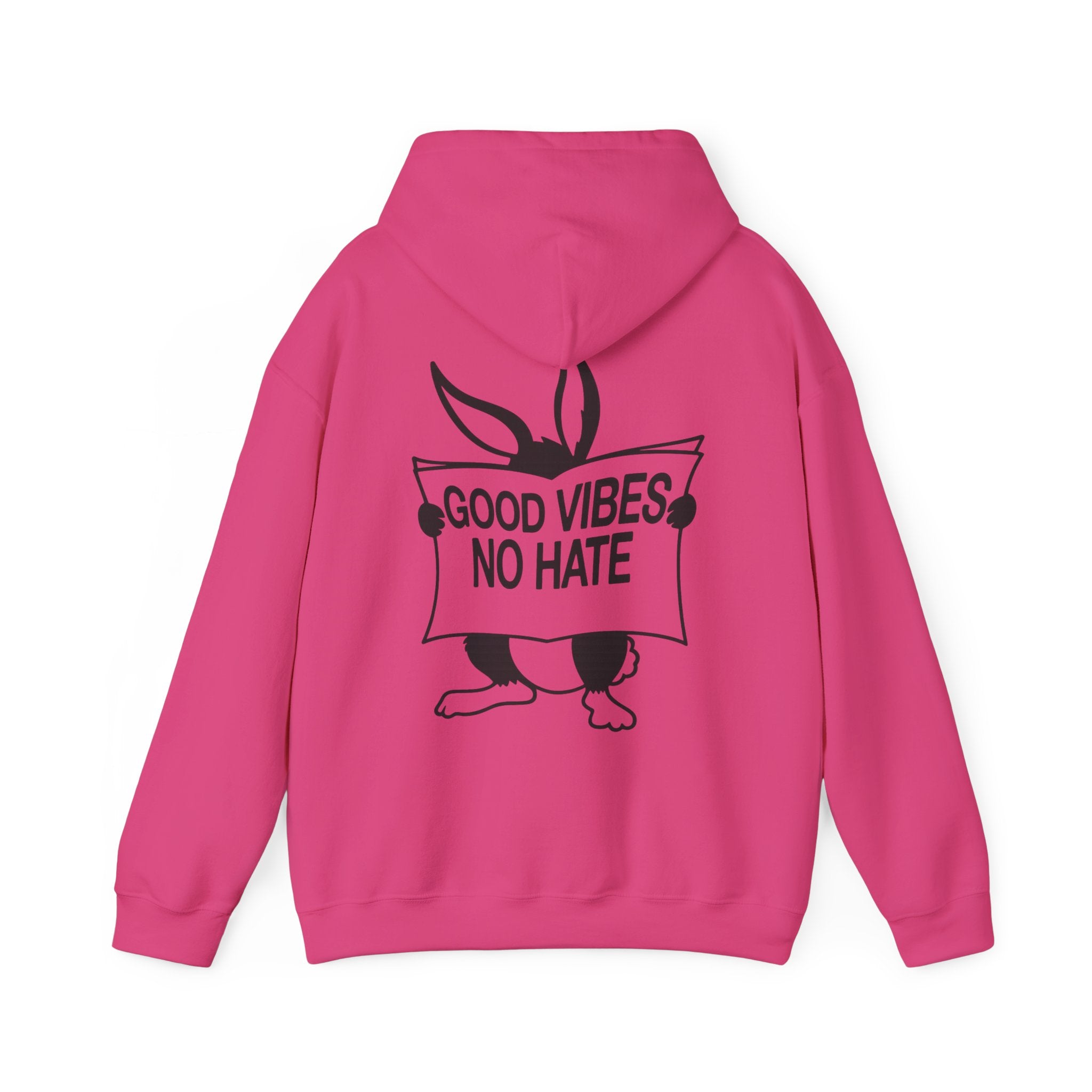 Hoodie — Good Vibes No Hate Bunny Graphic Hoodie