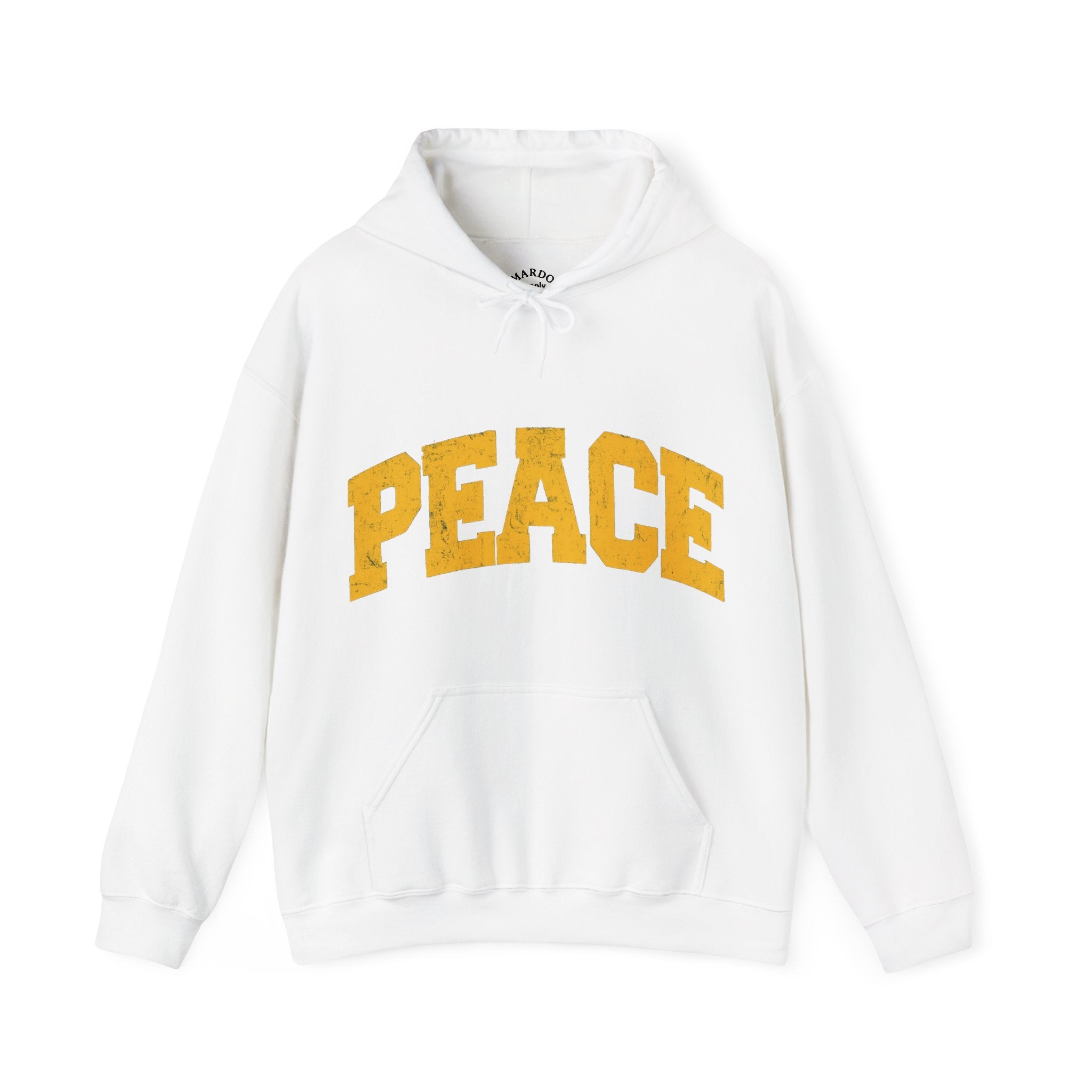 Peace Hoodie — Vintage Yellow 'PEACE' Graphic Pullover