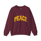 Peace Crewneck Sweatshirt — Cozy White Pullover with Gold 'PEACE' Graphic