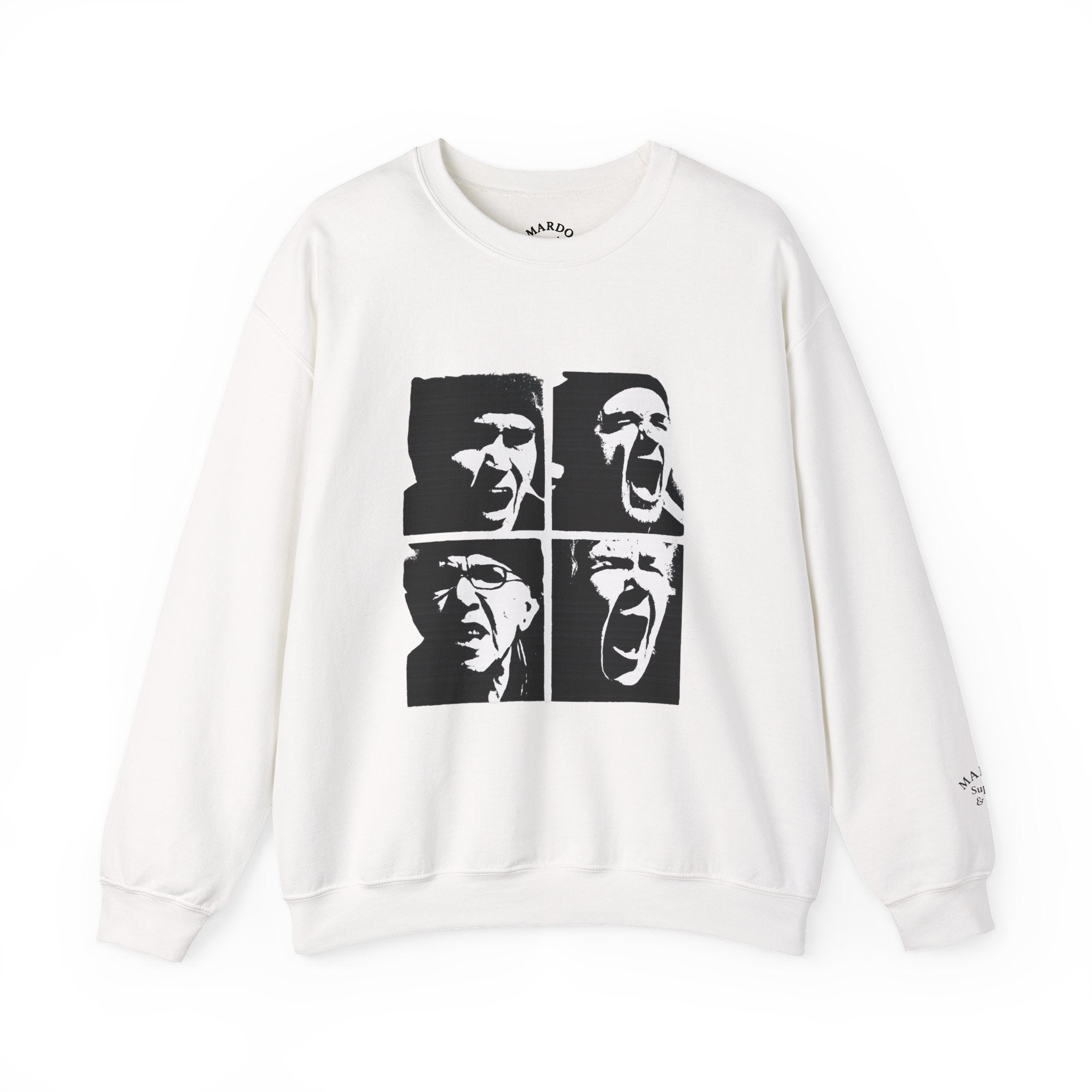 Crewneck Sweatshirt — Black & White Pop Art Faces Graphic