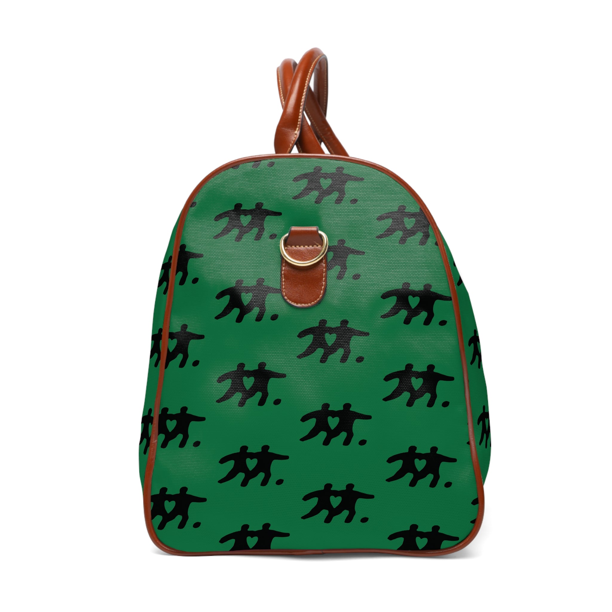 Green Waterproof Travel Bag with Black Abstract Pattern – Durable Weekend Duffel