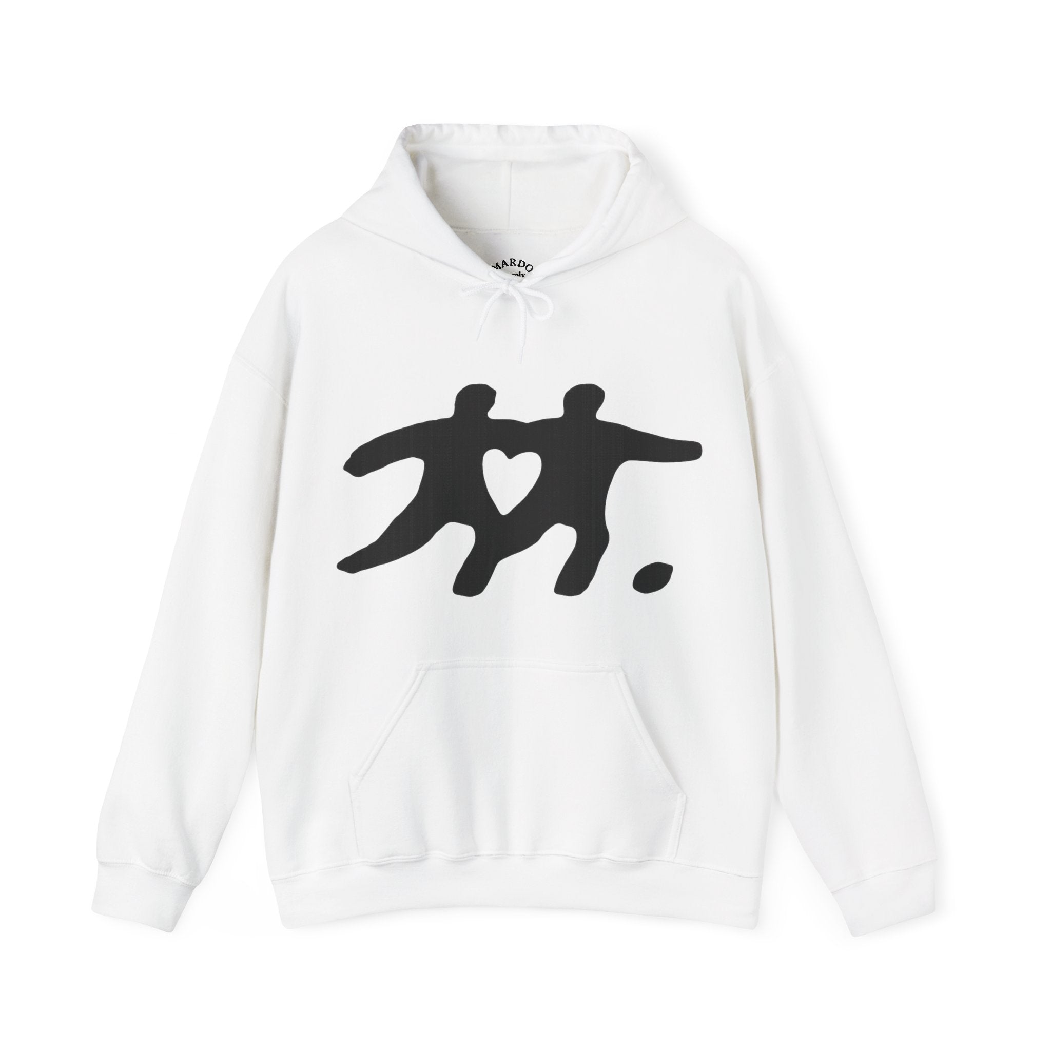 Love Friends Hoodie — Minimal Black Heart Silhouette Pullover
