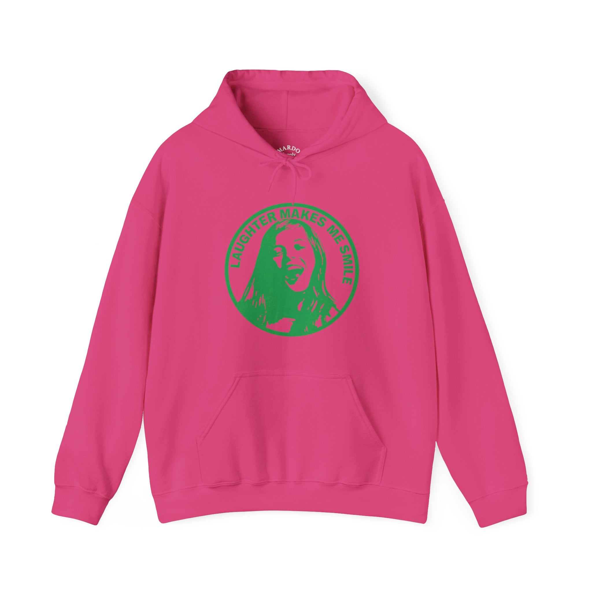 Hoodie — "Laughter Makes Me Smile" Green Circle Portrait Pullover