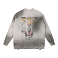 Ash & Crimson Tiger, Distressed Graphic Sweater, Grey